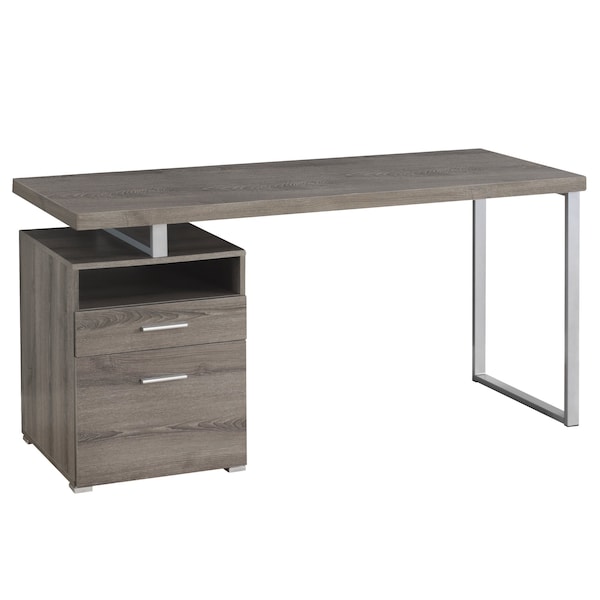 Computer Desk, Home Office, Laptop, Left, Right Set-up, Storage Drawers, 60"L, Work, Metal, Brown